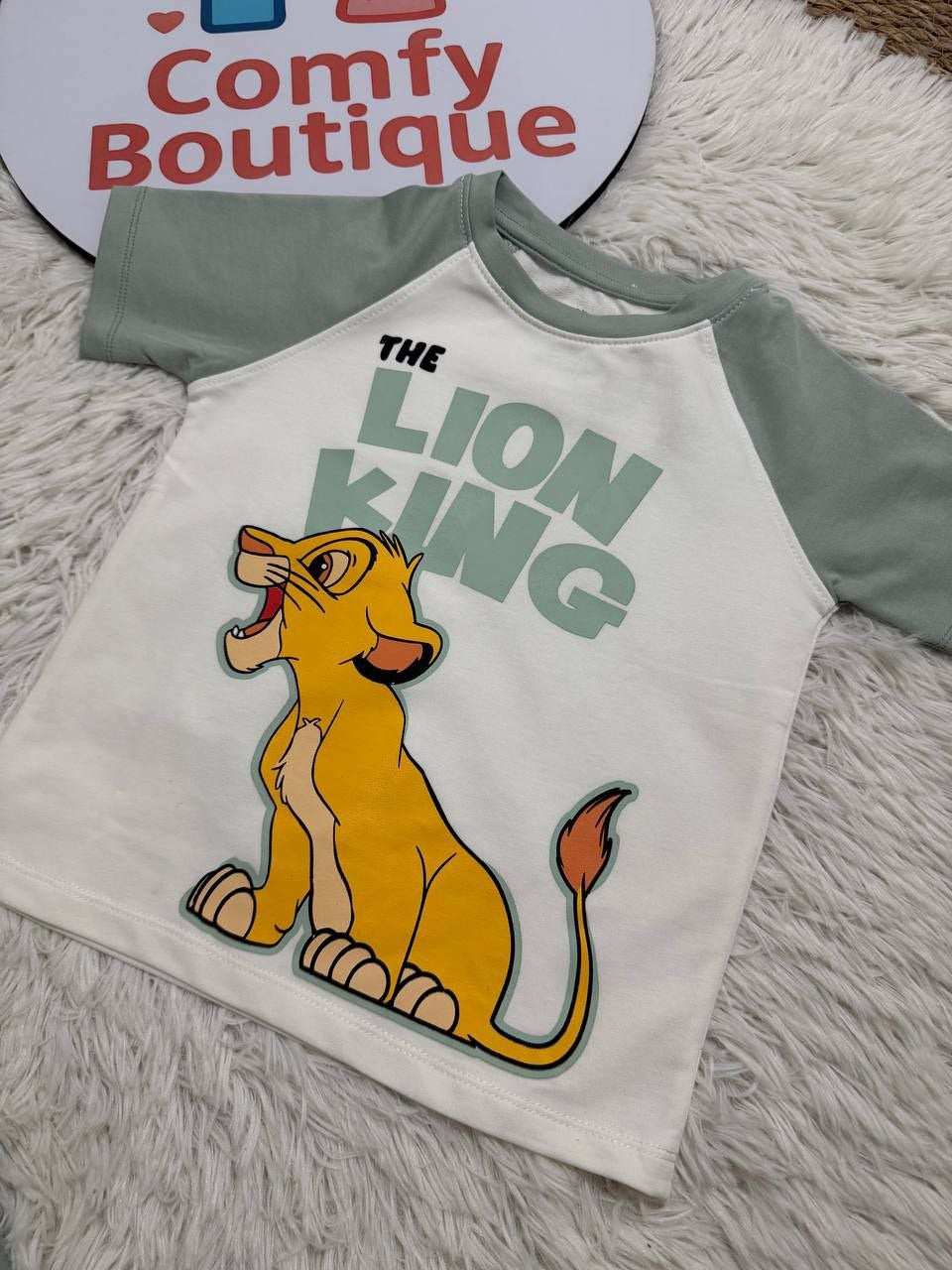 Disney The Lion King Boys’ Summer T-Shirt & Shorts Set – Green Simba 2-Piece Outfit