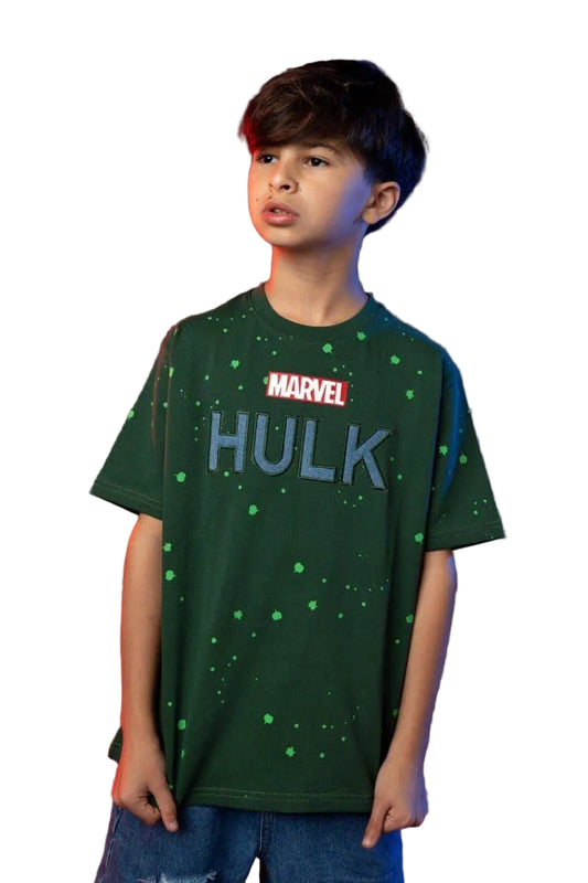 Marvel Hulk Boys Oversized T-Shirt – Green Splash Print|B1714