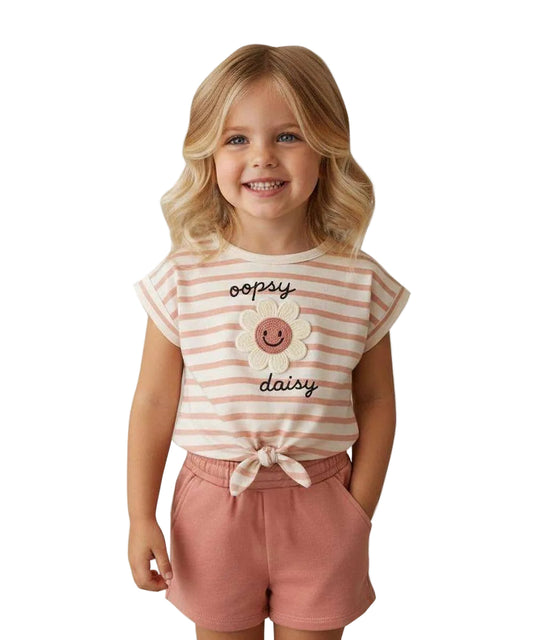 Cute Daisy Print Girls Summer Outfit LI101G