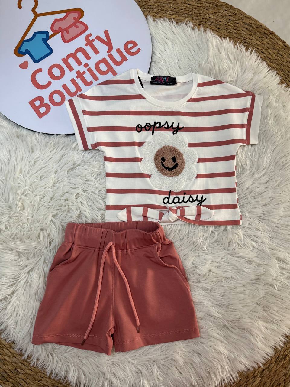 Cute Daisy Print Girls Summer Outfit