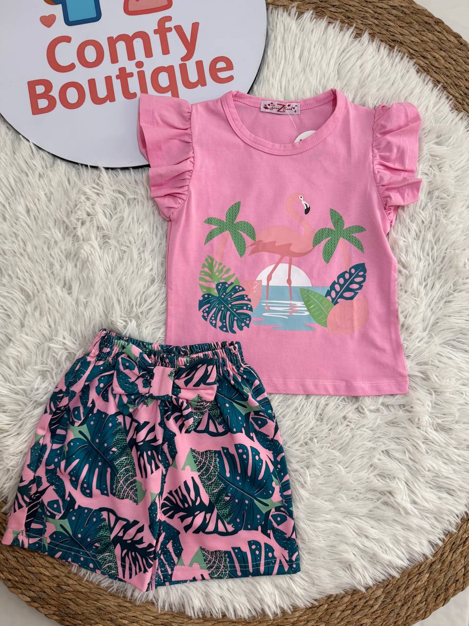 Girls Tropical Flamingo Set | Pink Summer Outfit 🌴🦩
