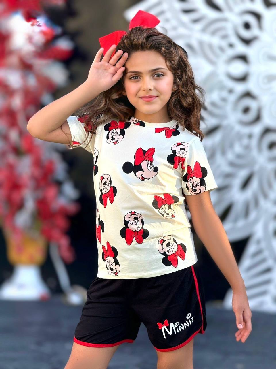 Girls Minnie Mouse Summer Set – White & Black