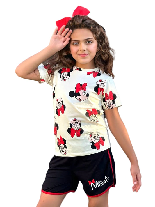 Girls Minnie Mouse Summer Set – White & Black ZN002G
