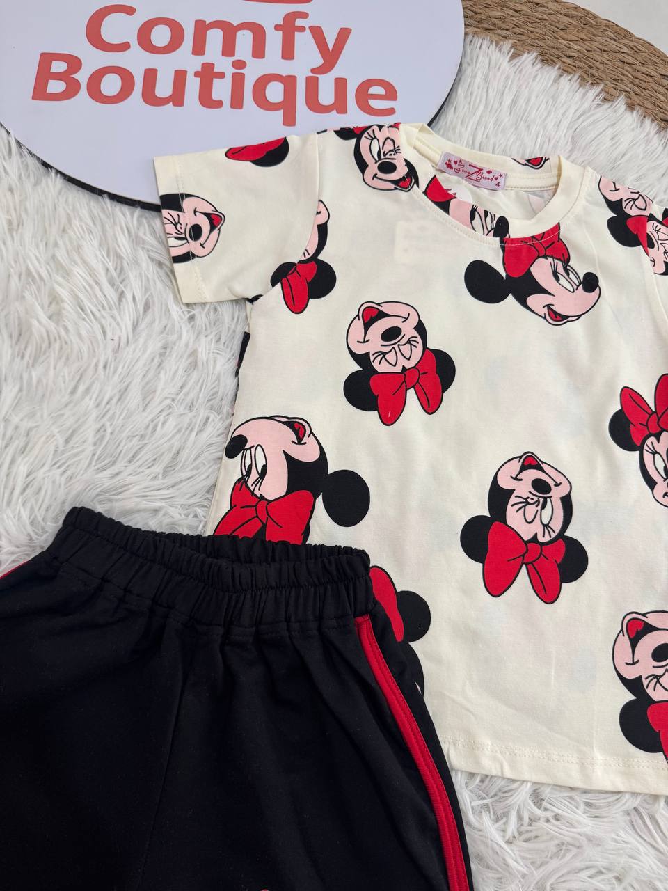 Girls Minnie Mouse Summer Set – White & Black