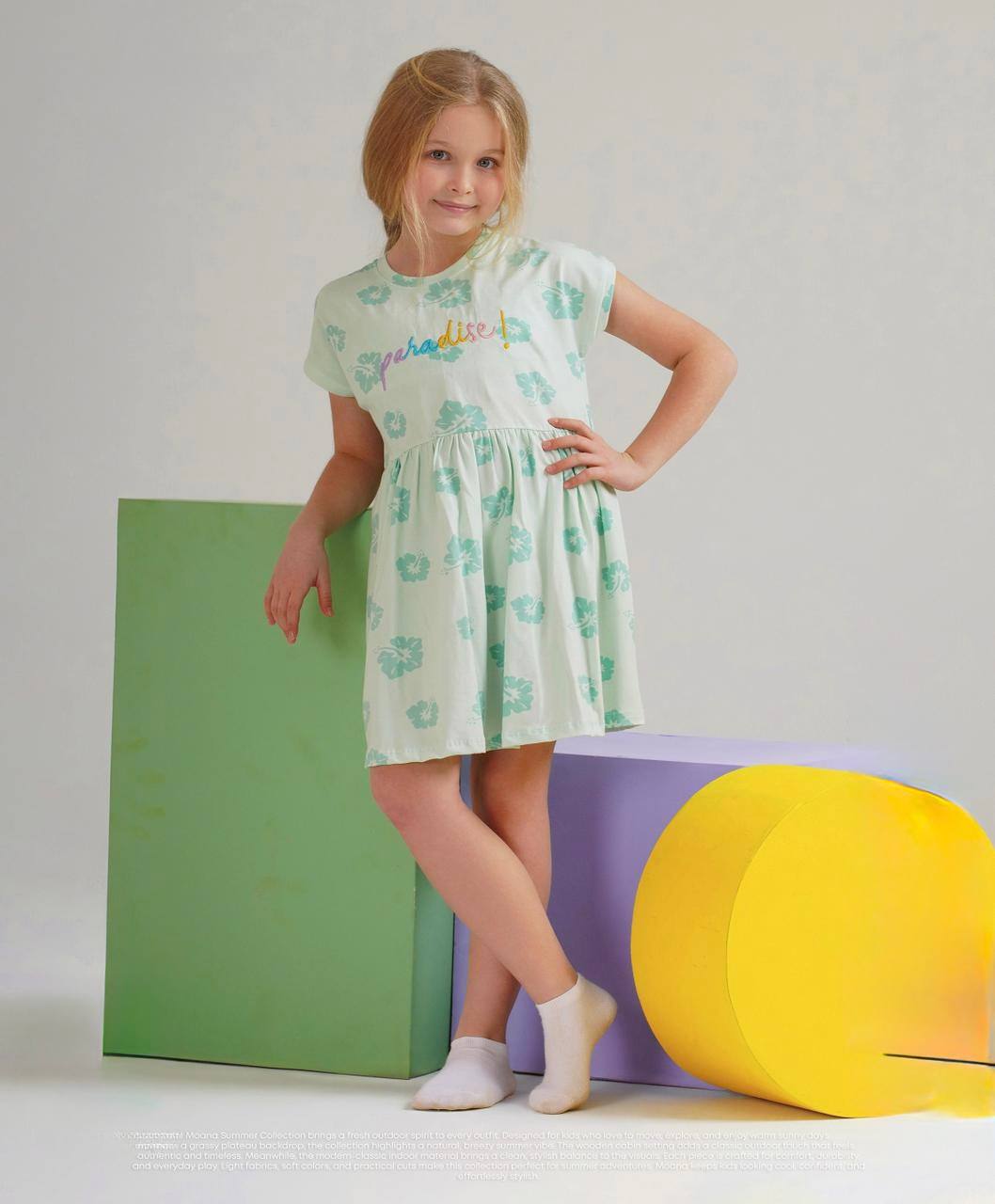 Girls Paradise Floral Dress – Mint Green