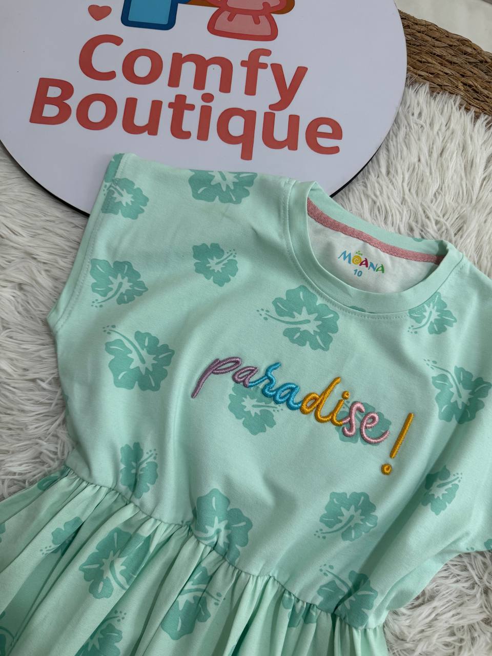 Girls Paradise Floral Dress – Mint Green