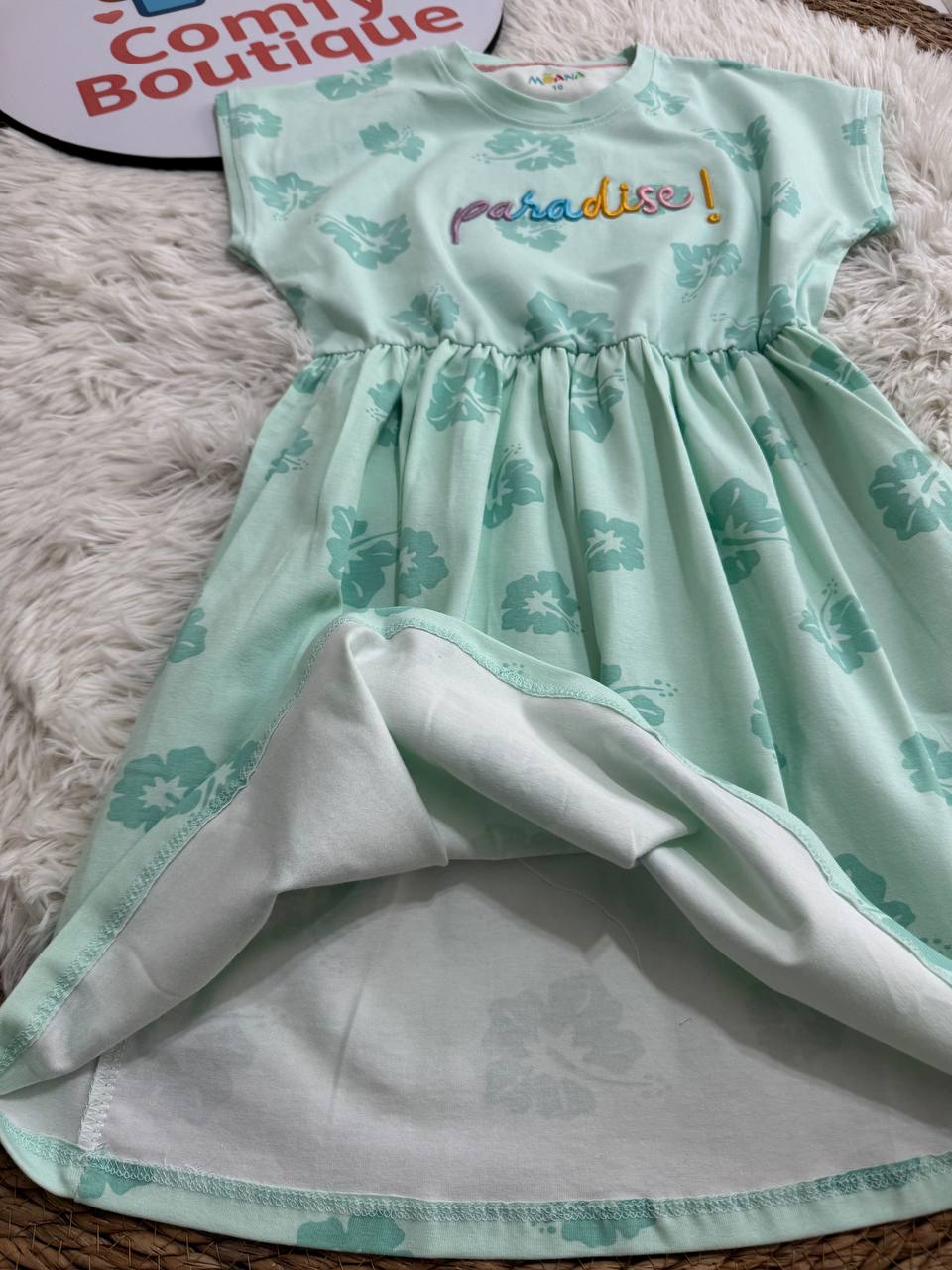 Girls Paradise Floral Dress – Mint Green