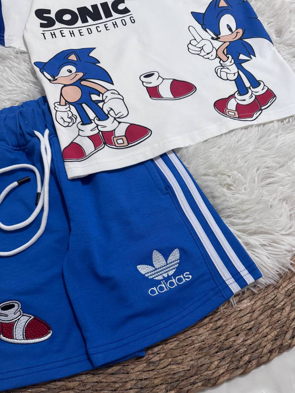 Boys Sonic Cotton T-Shirt & Shorts Set – Soft Summer Outfit for Kids