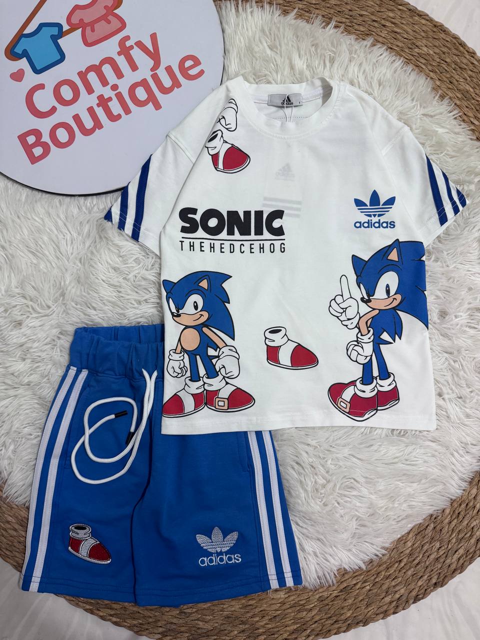 Boys Sonic Cotton T-Shirt & Shorts Set – Soft Summer Outfit for Kids
