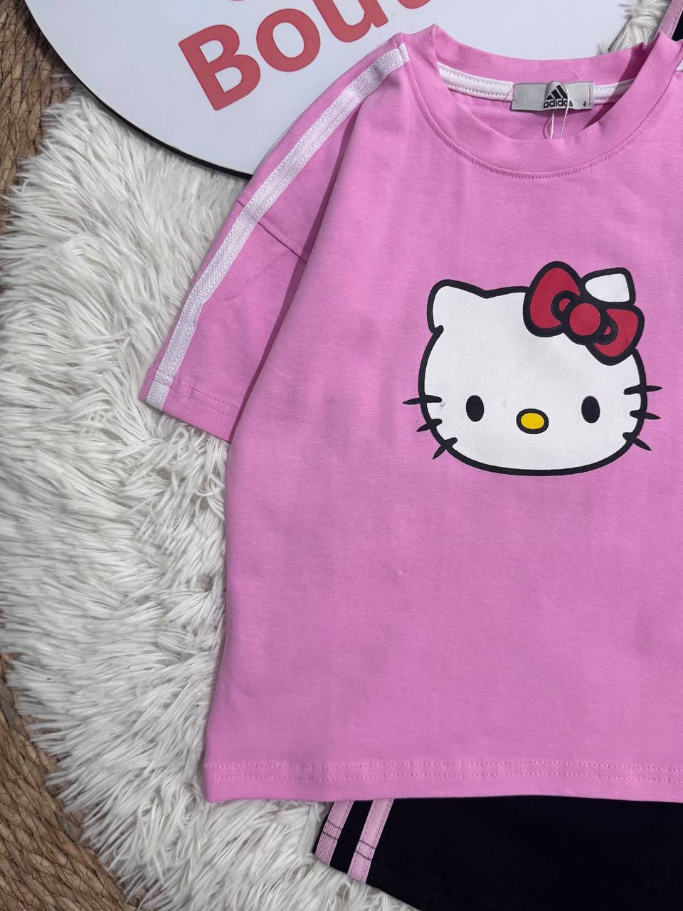 Girls Hello Kitty Cotton T-Shirt & Wide Leg Pants Set – Trendy Casual Outfit