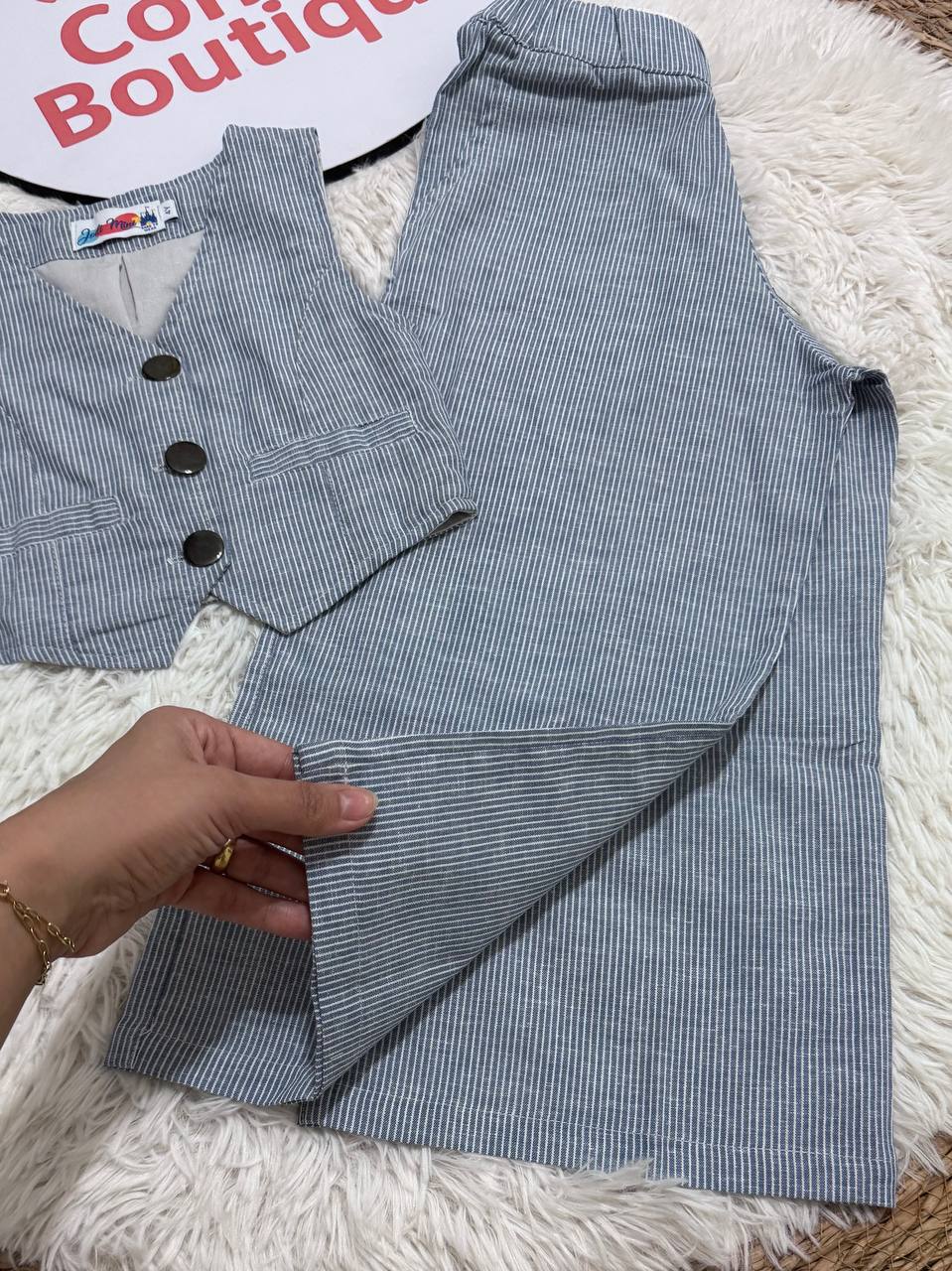 Girls Ribbed Vest & Wide Leg Pants Set | Light Blue | Sleeveless Summer Co-ord Outfit