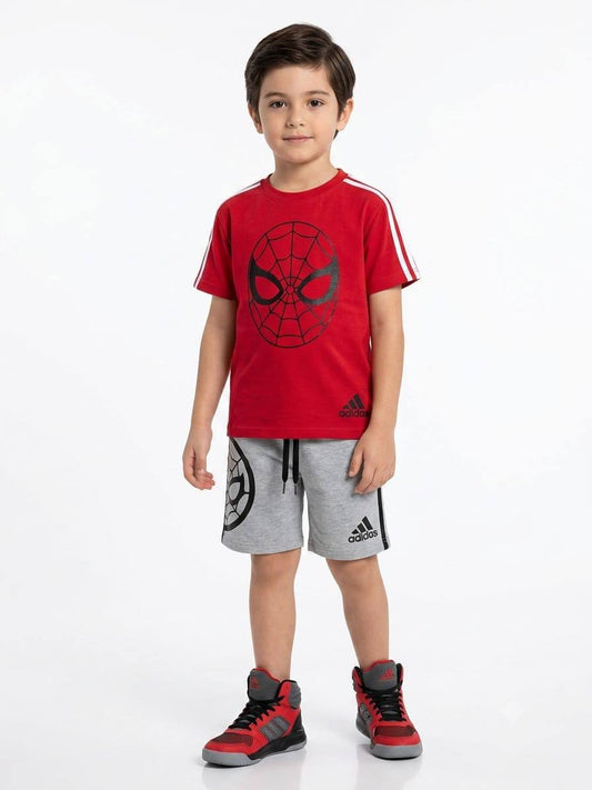 Boys Marvel Spider-Man Cotton T-Shirt & Shorts Set WR012B - Red & Grey Code WR012B