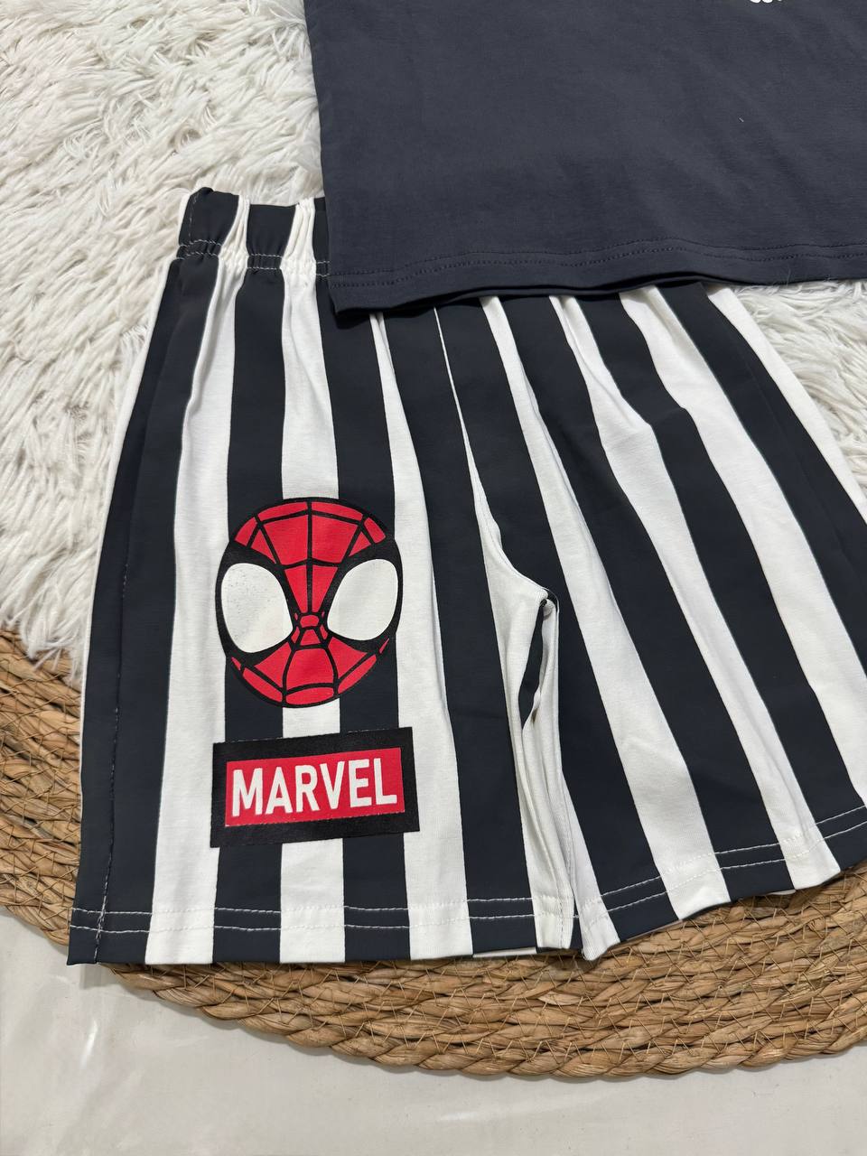 Boys Cotton Summer Set – Graphic Print T-Shirt & Shorts | Spider & Construction Designs | Pack of 2 Code WR008B