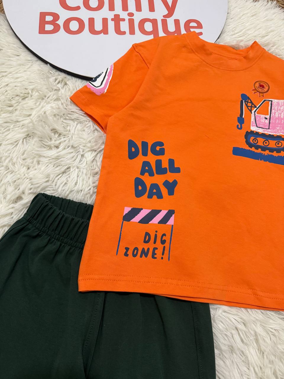 Boys Cotton Summer Set – Graphic Print T-Shirt & Shorts | Spider & Construction Designs | Pack of 2 Code WR008B