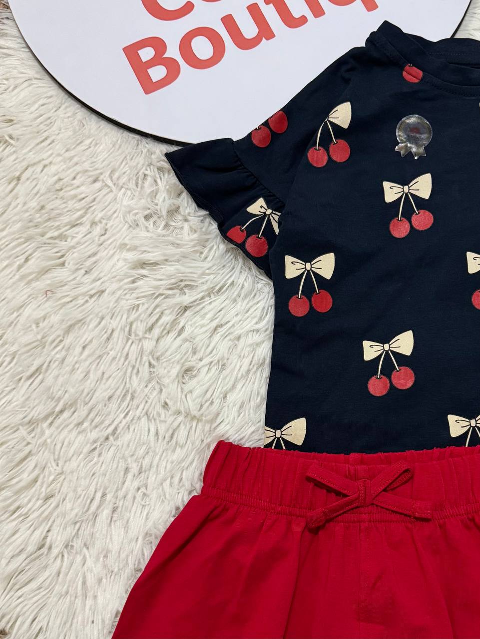 Girls Pink Cartoon Summer Outfit Set – Cotton T-Shirt & Printed Shorts | WR003G Cute Toddler & Kids Clothing
