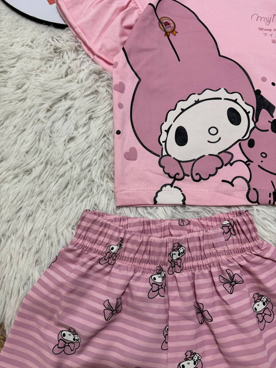 Girls Pink Cartoon Summer Outfit Set – Cotton T-Shirt & Printed Shorts | WR003G Cute Toddler & Kids Clothing