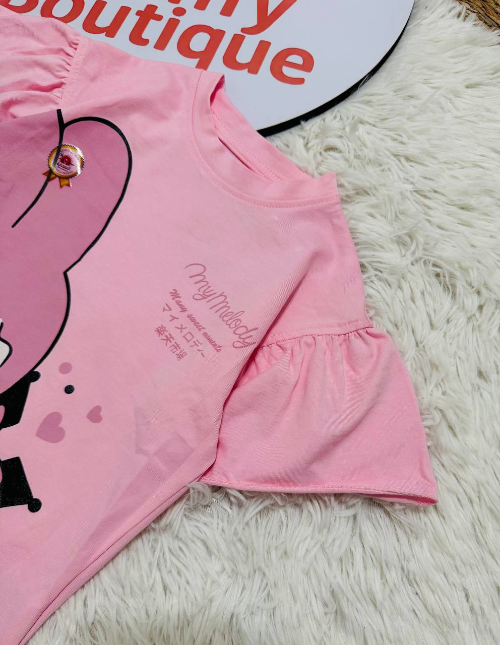 Girls Pink Cartoon Summer Outfit Set – Cotton T-Shirt & Printed Shorts | WR003G Cute Toddler & Kids Clothing