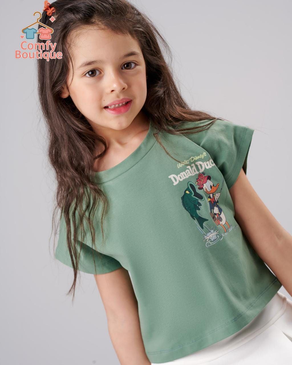 Girls Donald Duck Oversized T-Shirt – Cotton Summer Graphic Tee | JM9064