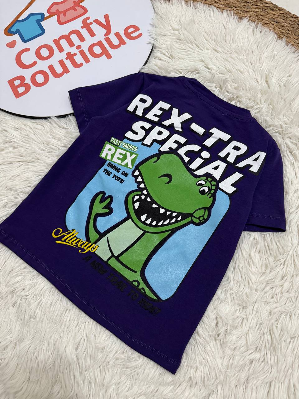 (Pack of 2) Disney Pixar Toy Story Boys’ Cotton T-Shirt – Short Sleeve Character Graphic Tee (Cream & Purple)|WM004B