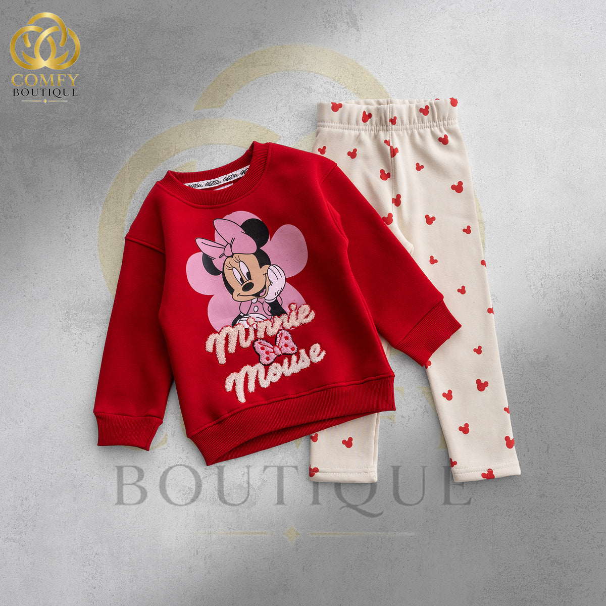 Girls' Minnie Mouse Red Fleece Sweatshirt & Printed Pants Set : VA5-002G