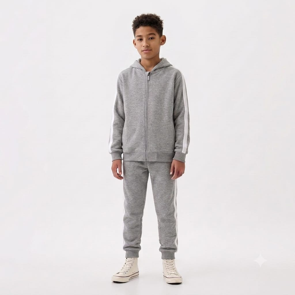 Grey Zip-Up Hoodie & Jogger Set