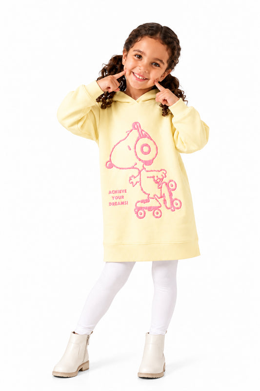 Girls’ Yellow Snoopy Hoodie Dress : PK1-003G