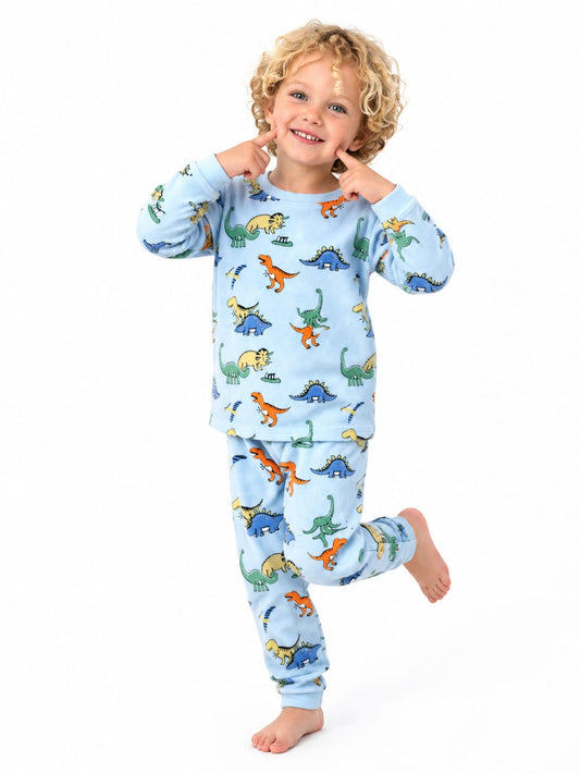 Boys Dinosaur Pajama Set | Long Sleeve Cotton Sleepwear : DB1-001B