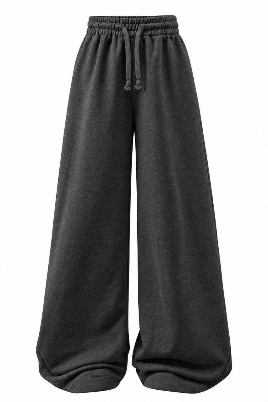 Women’s Wide-Leg High-Waisted Drawstring Sweatpants – Casual Lounge Trousers : CH022GR