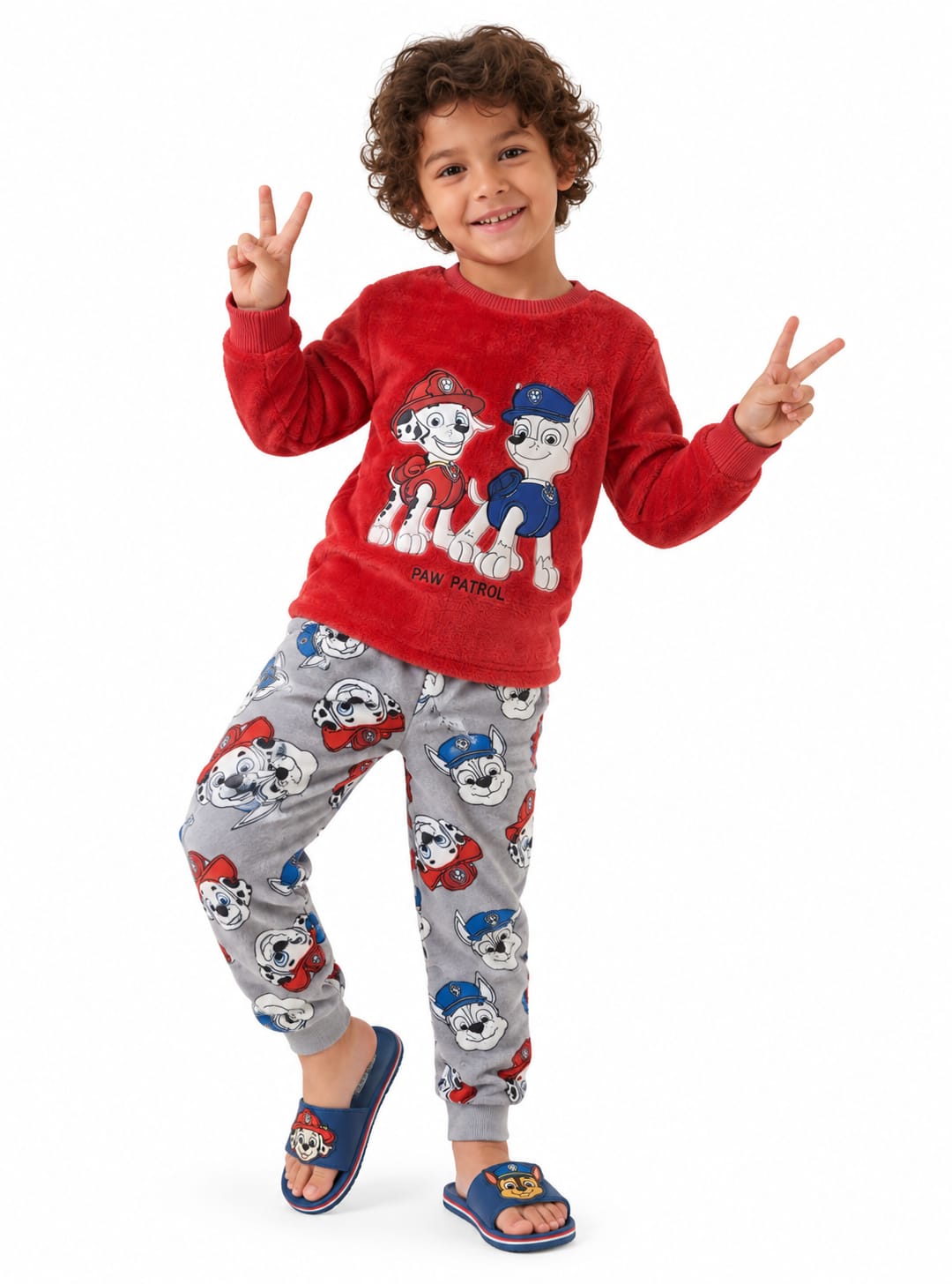 Boys’ Paw Patrol Fleece Pajama Set – Red & Gray Polar Fleece : BN2-002B