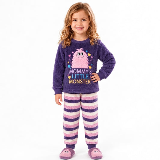 Girls’ Mommy’s Little Monster Ultra-Soft Polar Fleece Pajama Set : ZM1-003G