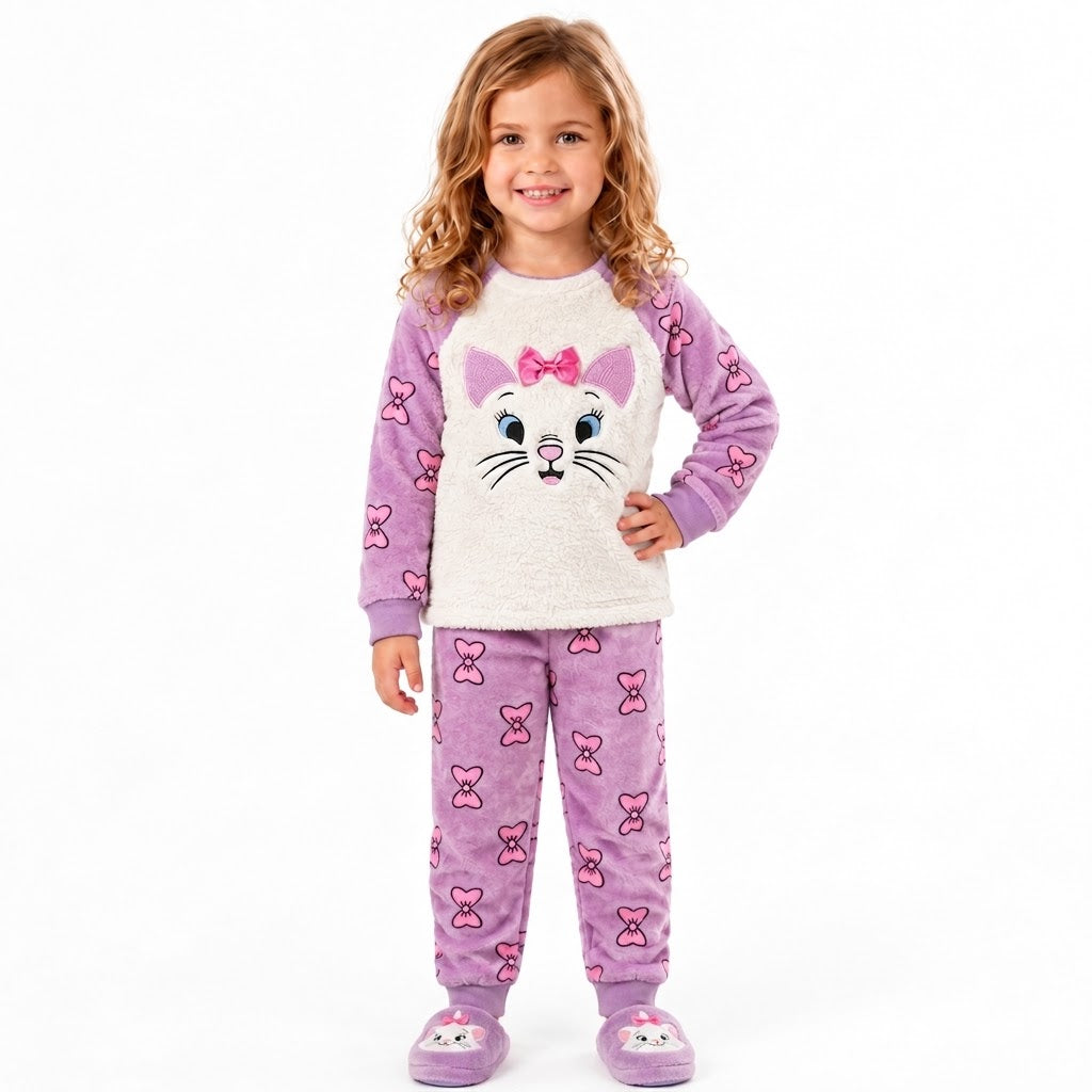 Girls’ Marie Cat Ultra-Soft Polar Fleece Pajama Set : ZM1-002G