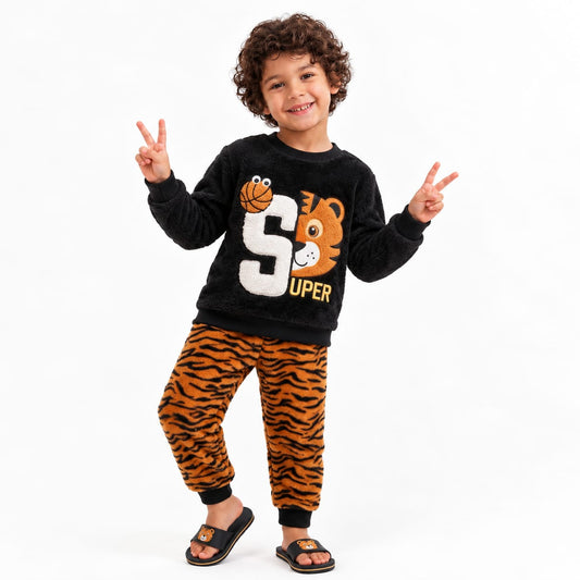 Boys’ Super Tiger Ultra-Soft Polar Fleece Pajama Set : ZM1-006G
