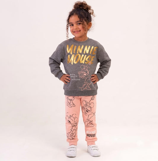 Disney Minnie Mouse Girls' Grey & Pink Sweatshirt Set