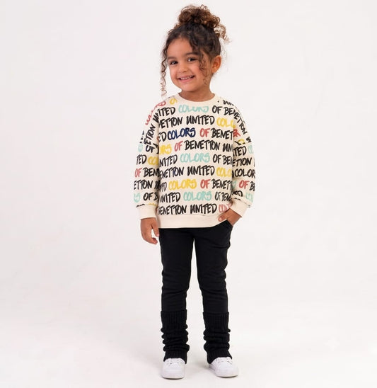 Girls' Graffiti Print Sweatshirt & Leggings 2-Piece Outfit