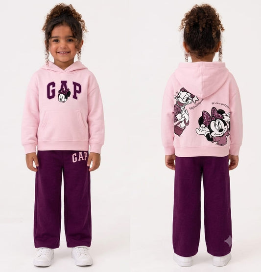 GP x Disney Girls' Minnie Mouse Hoodie & Pants Set – Pink / Purple