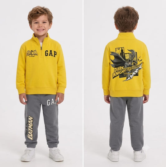GP Kids Batman Yellow & Grey Sweatshirt & Jogger Set – Boys’ Winter Outfit