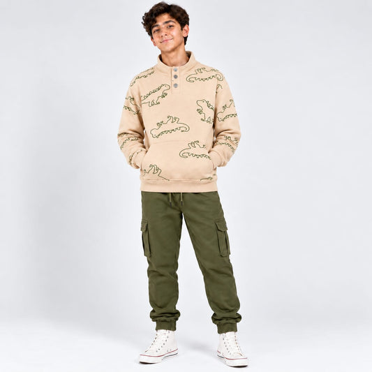 Dino Print Boys’ Sweatshirt & Cargo Pants Set