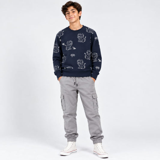 Boys’ Lion Print Sweatshirt & Cargo Pants Set