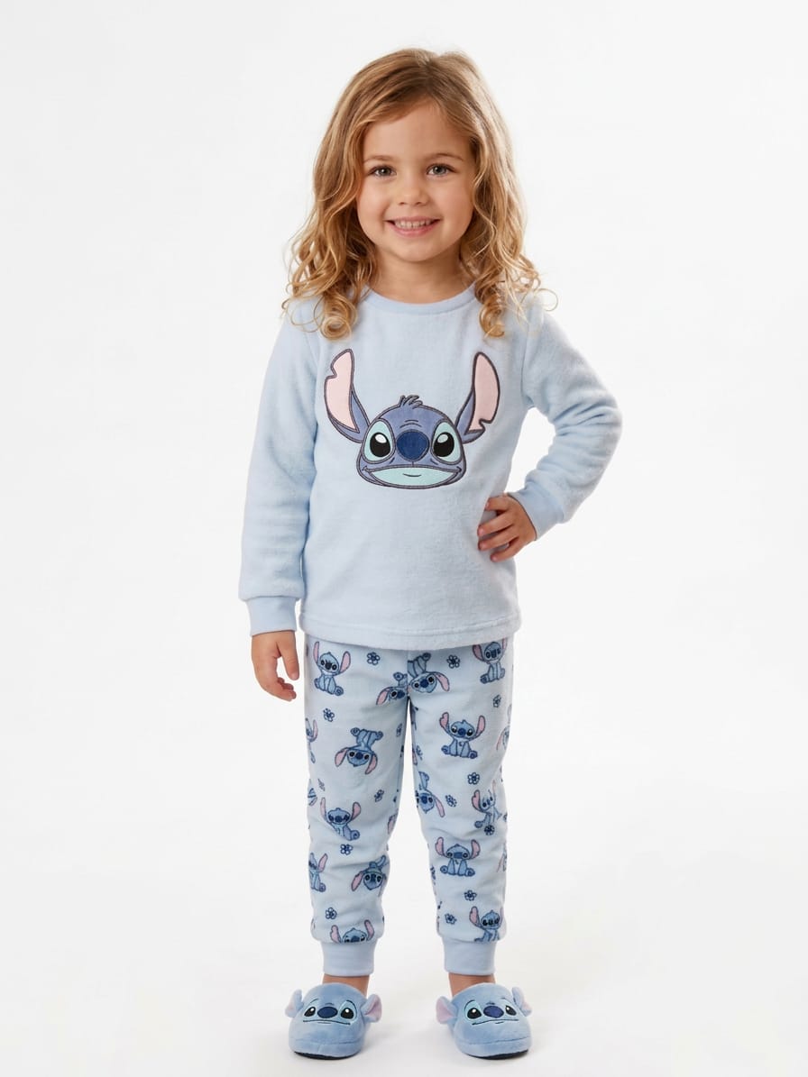 Girls’ Stitch Fleece Pajama Set – Light Blue Polar Fleece : BN2-005G