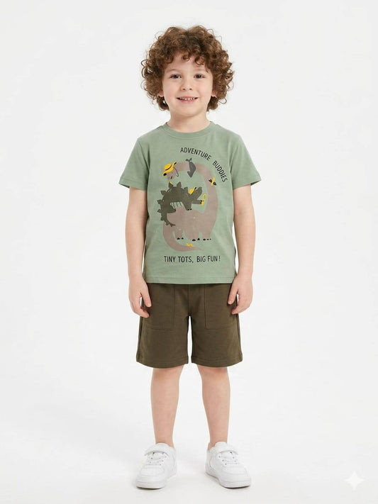 Boys Adventure Buddies Summer Set – Sage Green & Olive Set ZM021B