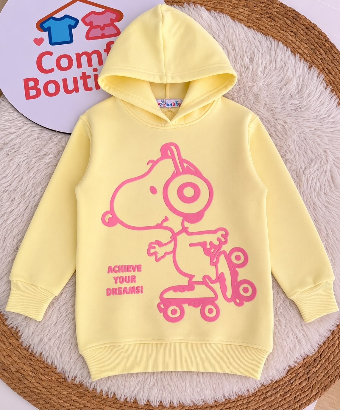 Girls’ Yellow Snoopy Hoodie Dress : PK1-003G