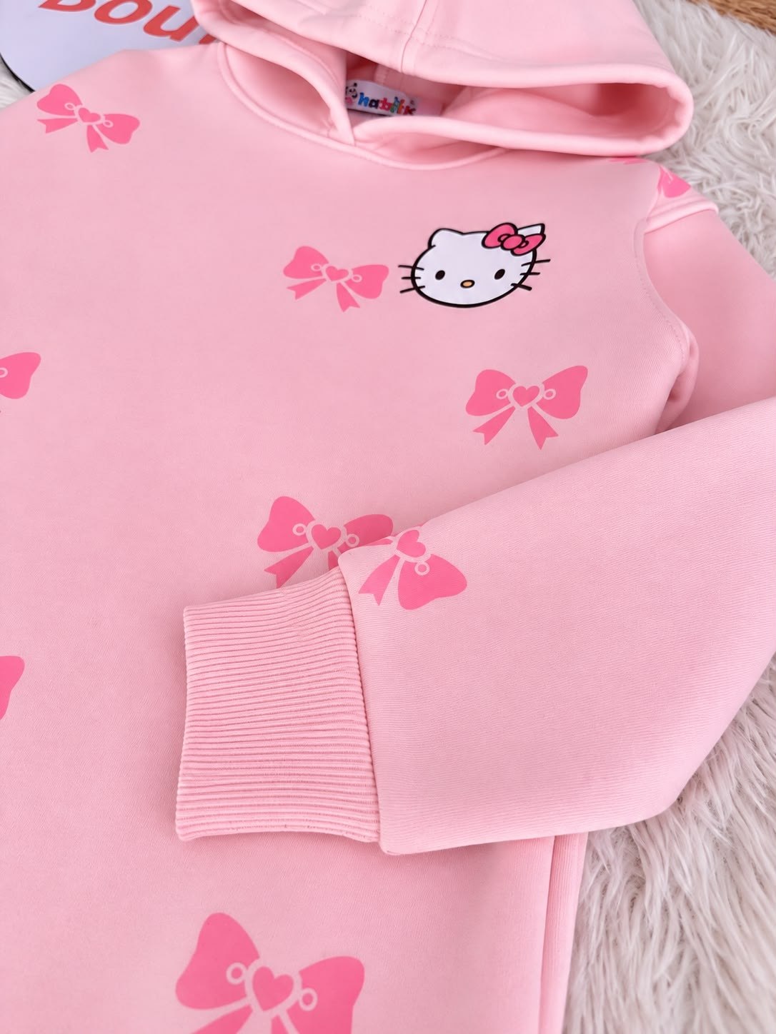 Girls’ Pink Hello Kitty Bow Hoodie Dress : PK1-001G