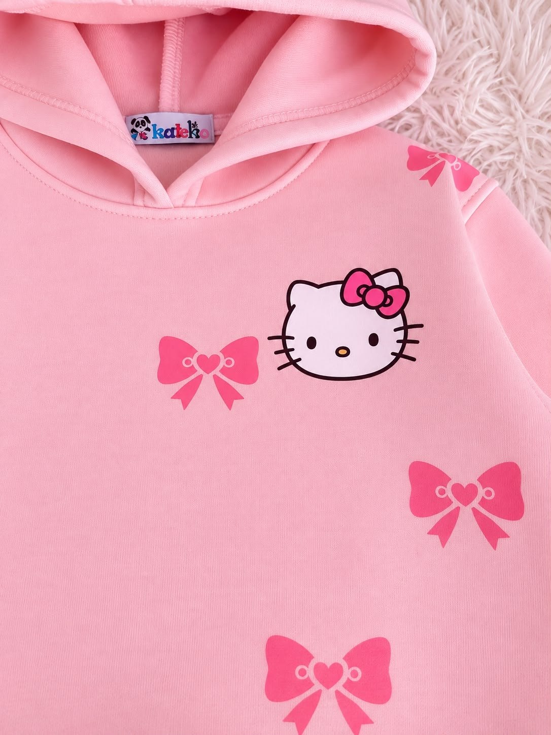 Girls’ Pink Hello Kitty Bow Hoodie Dress : PK1-001G