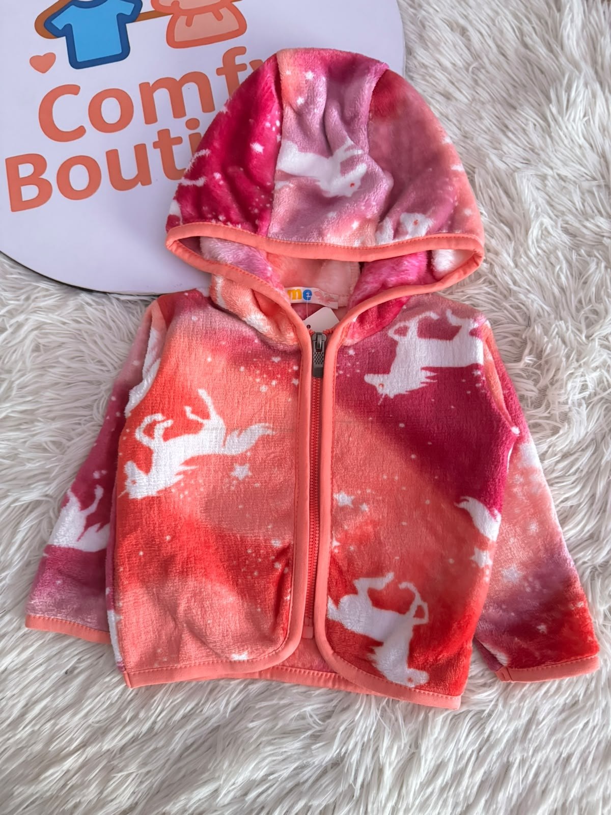 Girls’ Unicorn Print Hooded Jacket 3-Piece Set : YM3-001