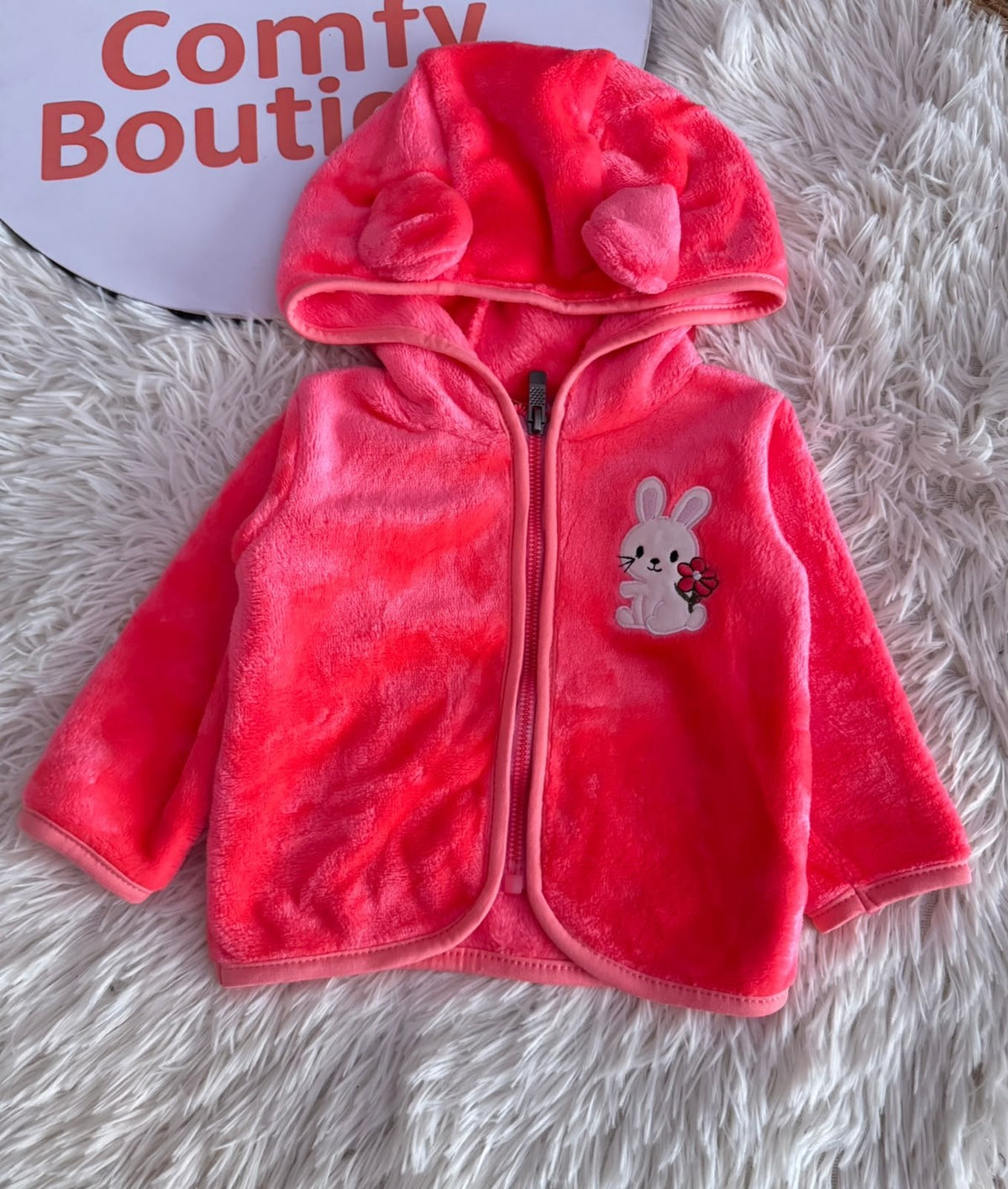 Girls’ Pink Bear Hooded Fleece Set : YM3-004