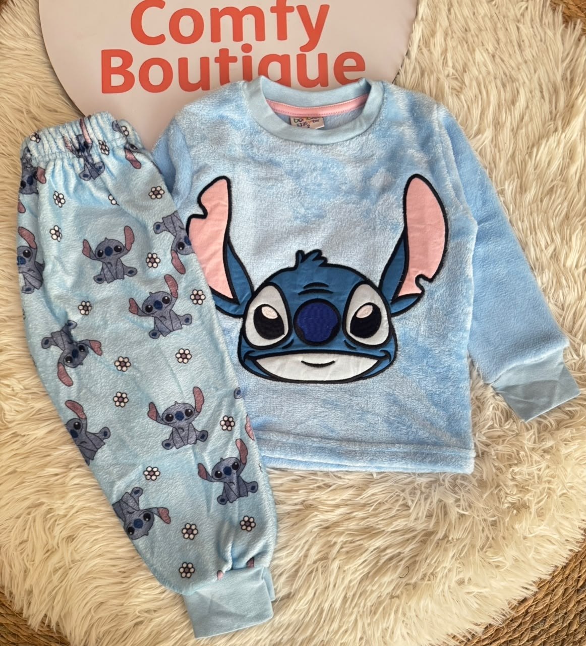 Girls’ Stitch Fleece Pajama Set – Light Blue Polar Fleece : BN2-005G