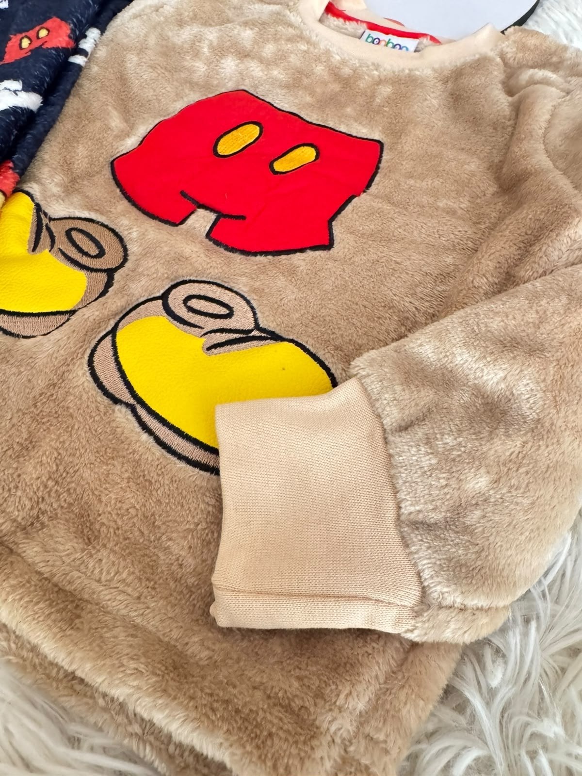 Boys’ Mickey Mouse Fleece Pajama Set – Beige & Navy Blue  Polar Fleece : BN2-003B