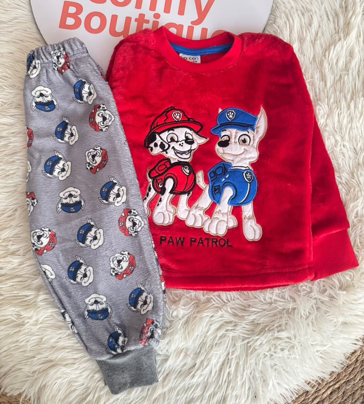Boys’ Paw Patrol Fleece Pajama Set – Red & Gray Polar Fleece : BN2-002B