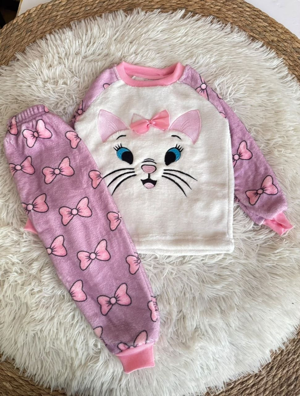 Girls’ Marie Cat Ultra-Soft Polar Fleece Pajama Set : ZM1-002G