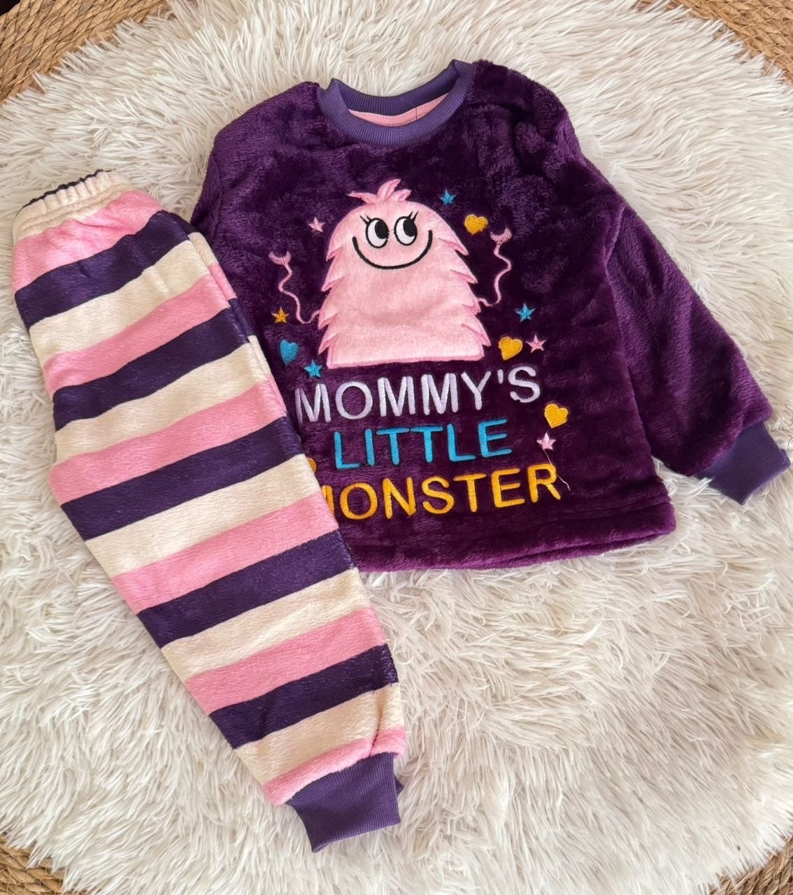 Girls’ Mommy’s Little Monster Ultra-Soft Polar Fleece Pajama Set : ZM1-003G